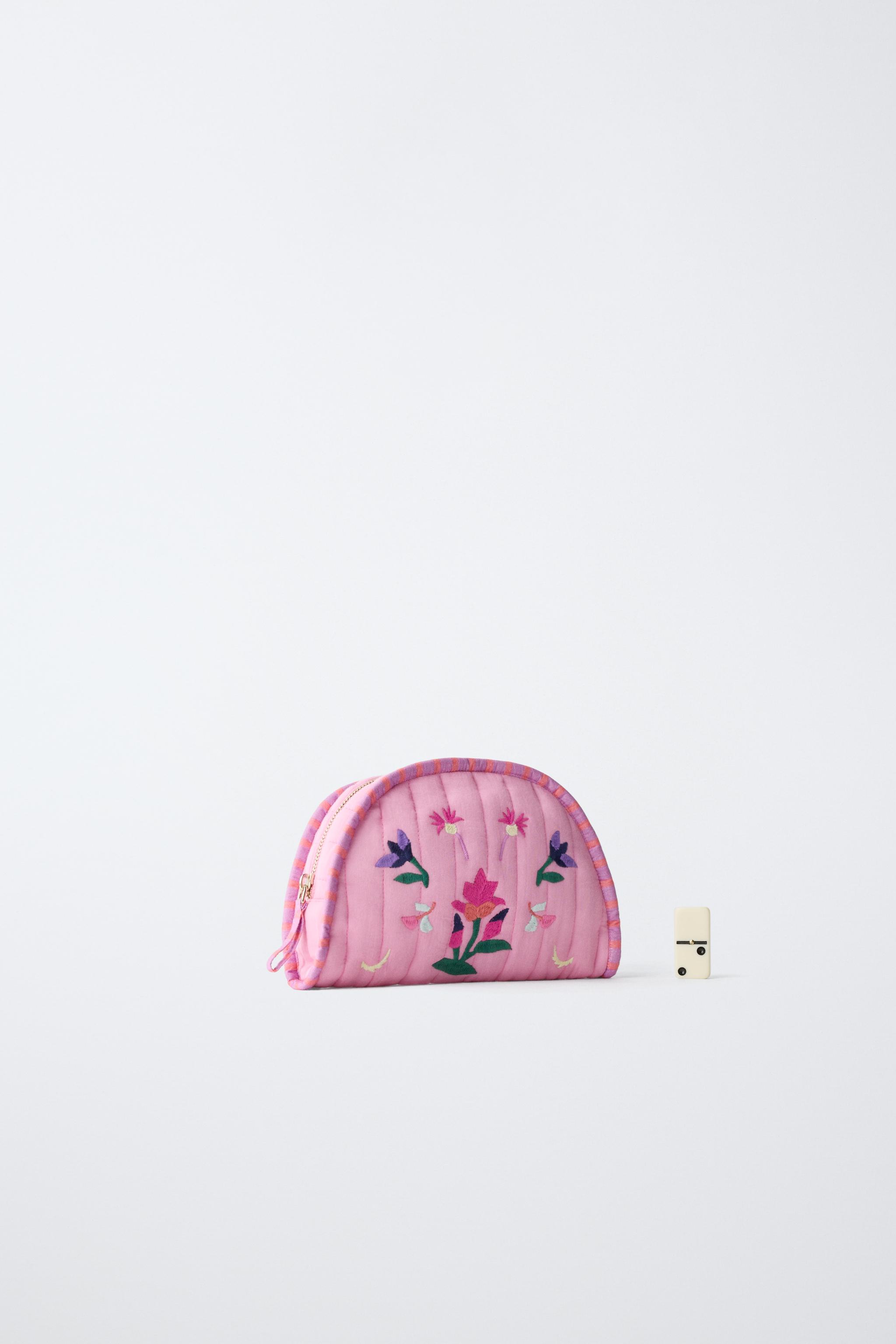 EMBROIDERED FLORAL TOILETRY BAG